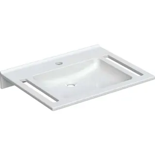Geberit Publica Waschtisch, eckiges Design, m. Auss. 70x55cm, mit Hahnloch, ohne Überlauf, weiß – Bild 2
