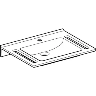 Geberit Publica Waschtisch, eckiges Design, m. Auss. 70x55cm, mit Hahnloch, ohne Überlauf, weiß – Bild 3
