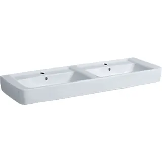 Geberit Renova Plan Doppelwaschtisch 130x48cm, mit Hahnloch, mit Überlauf, KeraTect