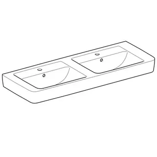 Geberit Renova Plan Doppelwaschtisch 130x48cm, mit Hahnloch, mit Überlauf, KeraTect – Bild 2