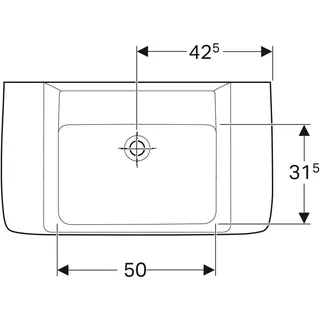 Geberit Renova Plan Waschtisch mit Ablagefläche 85x48cm, ohne Hahnloch, ohne Überlauf – Bild 3