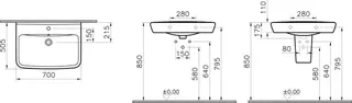 sanibel 4001-Waschtisch 700x505mm A14 unterbaufähig weiß – Bild 2