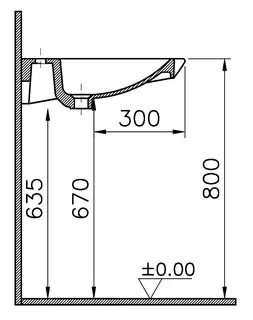 sanibel CARE-Waschtisch mit Hahnloch ohne Überlauf 600x545mm A14 weiß – Bild 3