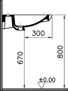 sanibel CARE-Waschtisch ohne Hahnloch ohne Überlauf 600x545mm A14 weiß – Bild 3