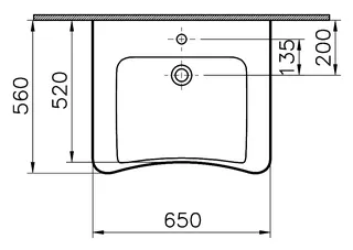 sanibel CARE-Waschtisch mit Hahnloch ohne Überlauf 650x560mm A14 weiß – Bild 2