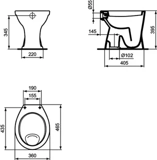 Ideal Standard Standflachspül-WC Eurovit, Abgang innen senkrecht, 360x465x395mm, Weiß – Bild 3