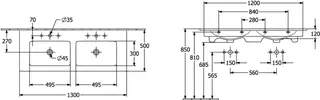 Villeroy & Boch Schrank-Doppelwaschtisch Venticello 1300x500mm Rechteck m. ÜL. Weiß Alpin – Bild 5