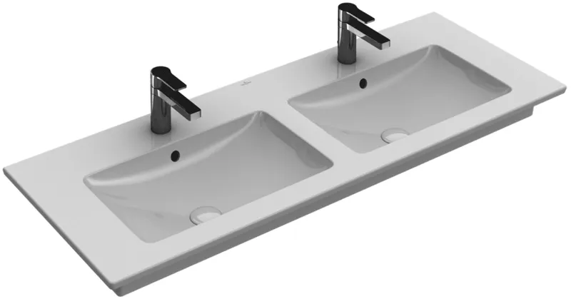 Villeroy & Boch Schrank-Doppelwaschtisch Venticello 1300x500mm Rechteck m. ÜL. Weiß Alpin