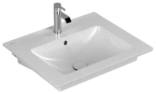 Villeroy & Boch Waschtisch Venticello 600x500mm re-eckig 1HL. m. ÜL. Unterseite geschl. we Alpin cplus – Bild 2