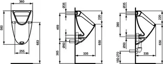Ideal Standard Absaugeurinal Eurovit, Zulauf v.hi., 360x335x560mm, Weiß – Bild 3