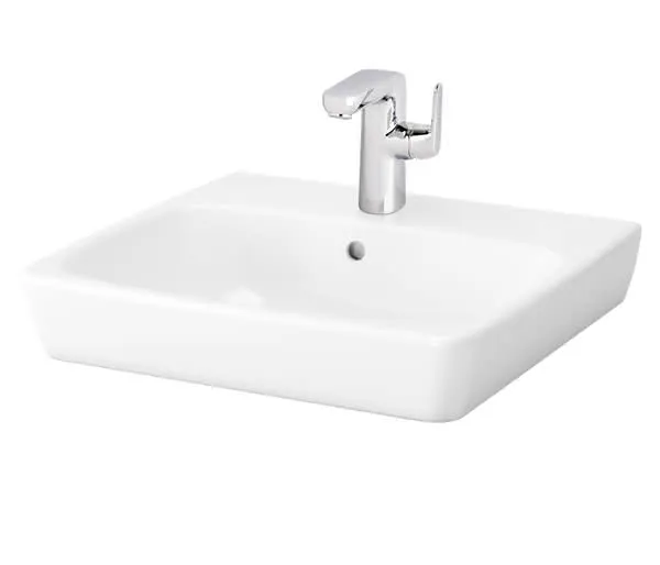 sanibel Aufsatzwaschtisch 500x460mm mit Hahnlochbank mit Überlauf weiß