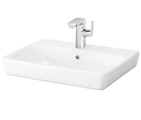sanibel Aufsatzwaschtisch 600x460mm mit Hahnlochbank mit Überlauf weiß