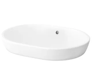 sanibel Aufsatzwaschtisch oval 595x455mm ohne Hahnlochbank mit Überlauf weiß