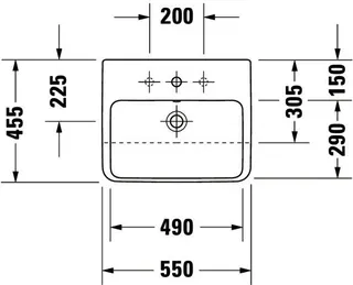 Duravit Halbeinbau-Waschtisch ME by Starck 550 mm mit ÜL, mit HLB, 1 HL, weiß – Bild 2