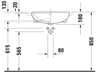 Duravit Halbeinbau-Waschtisch ME by Starck 550 mm mit ÜL, mit HLB, 1 HL, weiß – Bild 3