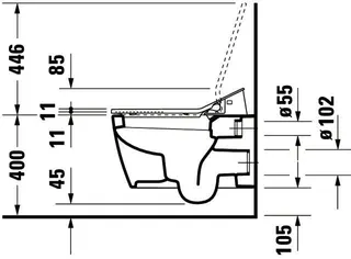 Duravit Wand-WC ME by Starck 570 mm, TS Durafix, f.SW m.verd.Anschl., weiß WG – Bild 5
