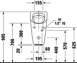 Duravit Urinal ME by Starck, Zulauf v.hinten rimless, f.Netz, o.Fliege, weiß WG – Bild 4