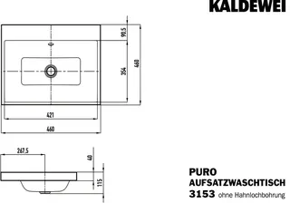 Kaldewei WB PURO Mod.3153,460x460mm,alpwe,PEFF ,AD,mÜL,chr – Bild 3