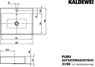 Kaldewei WB PURO Mod.3156,460x460mm,alpwe,PEFF ,AD,m. 1HL,mÜL,chr – Bild 3