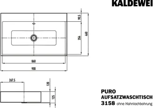 Kaldewei WB PURO Mod.3158,900x460mm,alpwe,PEFF ,AD,mÜL,chr – Bild 3
