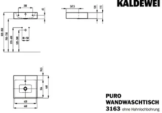 Kaldewei WB PURO WANDWASCHTISCH Mod.3163,460x 460mm,alpinweiß,Perl-Effekt,AD,mÜL,chr – Bild 3