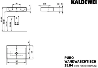 Wandwaschtisch, 60x46x12cm, Stahl-Email more4YOU, o.HL, topweiß – Bild 2