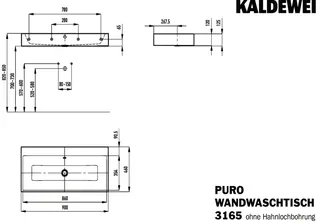 Wandwaschtisch, 90x46x12cm, Stahl-Email more4YOU, o.HL, topweiß – Bild 2