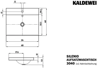 Kaldewei WB SILENIO Mod.3040,600x460mm,alpwe, PEFF,AD,m. 1HL,oÜL – Bild 3