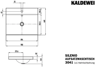 Kaldewei WB SILENIO Mod.3041,900x460mm,alpwe, PEFF,AD,m. 1HL,oÜL – Bild 3