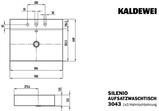 Kaldewei WB SILENIO Mod.3043,900x460mm,alpwe, PEFF,AD,m. 3HL,mÜL,chr – Bild 2