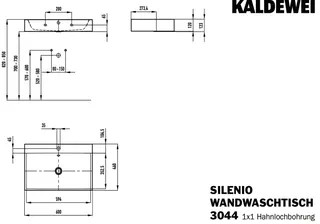 Kaldewei WB SILENIO WANDWASCHTISCH Mod.3044, 600x460mm,alpinweiß,PEFF,AD,m. 1HL,oÜL – Bild 3