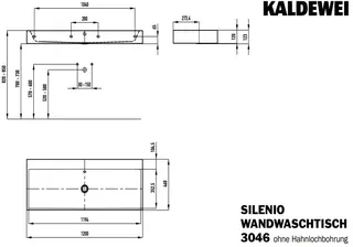 Kaldewei WB SILENIO WANDWASCHTISCH Mod.3046, 1200x460mm,alpinweiß,PEFF,AD,mÜL,chr – Bild 3