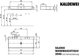 Kaldewei WB SILENIO Mod.3046-D,1200x460mm, alpwe,PEFF,AD,m. 2x3HL,mÜL,chr – Bild 2