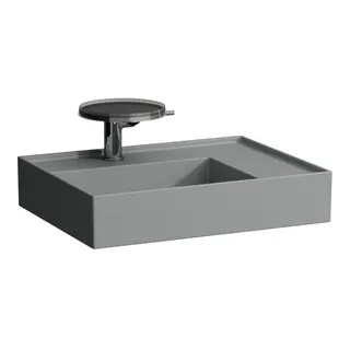 Waschtisch K-LAUFEN 460x600x150 1 Hlo.Ül. versteckter Abl. Ablg. rechts grau ma.