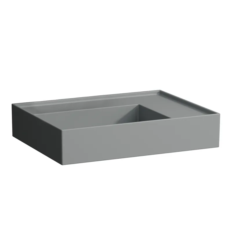 Waschtisch K-LAUFEN 460x600x150 o. Hlo.Ül. versteckter Abl. Ablg. rechts grau ma.