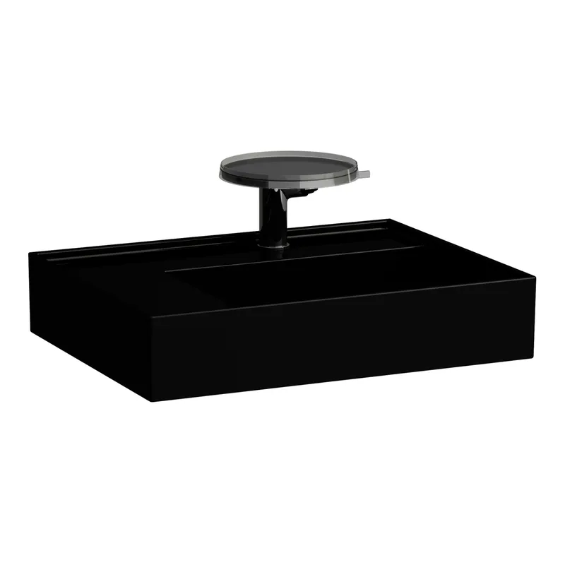 Waschtisch K-LAUFEN 460x600x150 1 Hlo.Ül. versteckter Abl. Ablg. links schw glzd