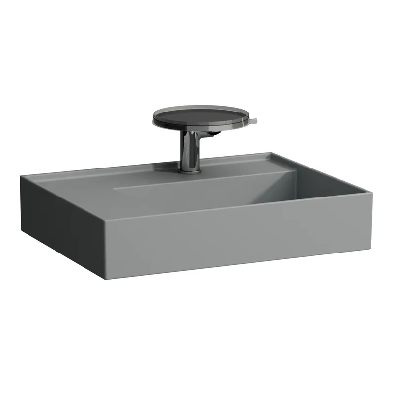 Waschtisch K-LAUFEN 460x600x150 1 Hlo.Ül. versteckter Abl. Ablg. links grau ma.