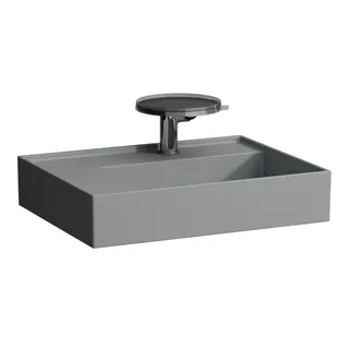 Waschtisch K-LAUFEN 460x600x150 1 Hlo.Ül. versteckter Abl. Ablg. links grau ma.
