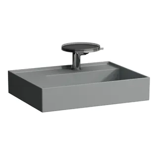 Waschtisch K-LAUFEN 460x600x150 3 Hlo.Ül. versteckter Abl. Ablg. links grau ma.