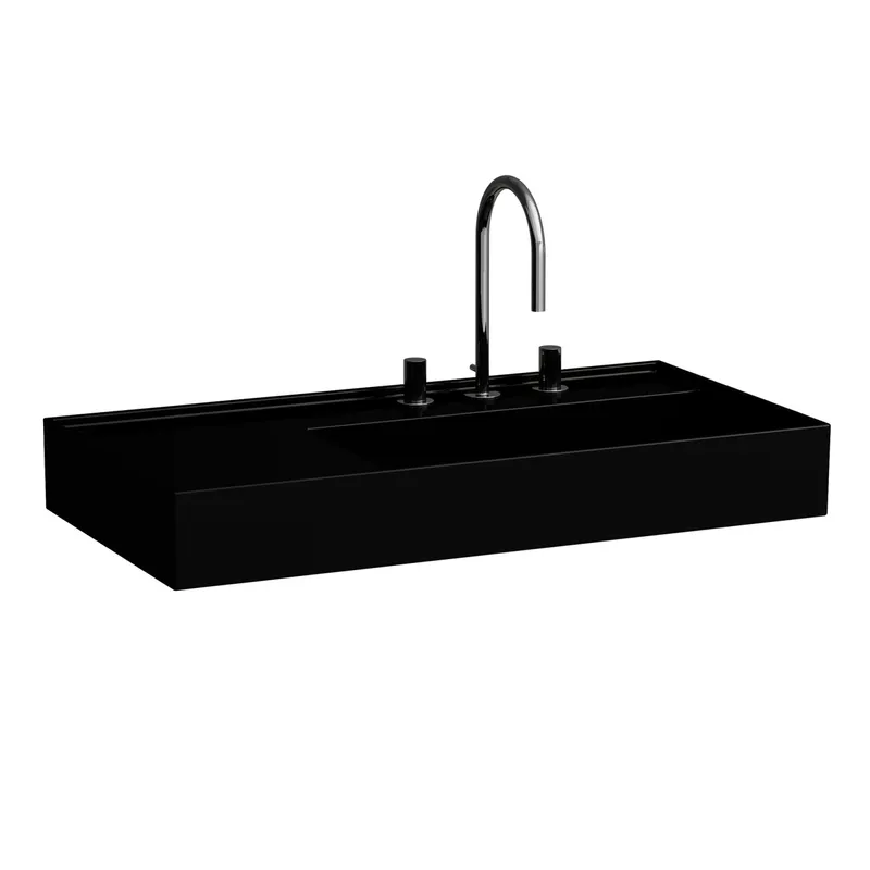 Waschtisch K-LAUFEN 460x900x150 1 Hlo.Ül. versteckter Abl. Ablg. links schw glzd