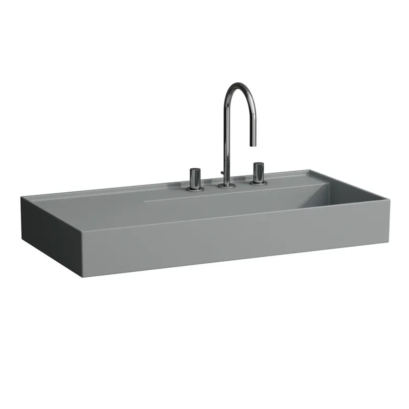 Waschtisch K-LAUFEN 460x900x150 1 Hlo.Ül. versteckter Abl. Ablg. links grau ma.