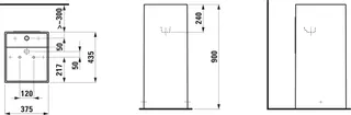 Waschtisch freist. K-LAUFEN 435x375x900 1 Hahnloch ohne Überlauf weiß – Bild 2