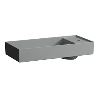 Waschtisch-Schale K-LAUFEN 350x750x150 1 Hahnloch ohne Überlauf m. Arm-bank rechts grau matt