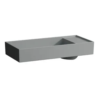 Waschtisch-Schale K-LAUFEN 350x750x150 ohne Hahnloch ohne Überlauf m. Arm-bank rechts grau matt