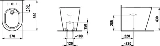 Standbidet K-LAUFEN 560x370x430 1 Hahnloch o. seitl. Loch f. Wasserans LCC weiß – Bild 2