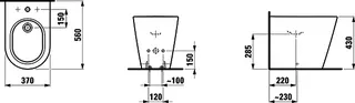 Standbidet K-LAUFEN 560x370x430 1 Hahnloch o. seitl. Loch f. Wasserans weiß matt – Bild 2