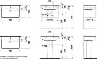 Laufen Waschtisch PRO S 465x700x175 ohne Hahnloch mit Überlauf weiß – Bild 2