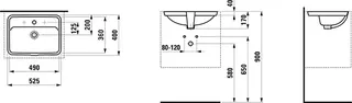 Laufen Einbau-Waschtisch von unten PRO S 400x525x170 1 Hahnloch mit Überlauf LCC weiß – Bild 2