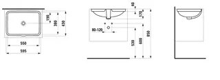 Laufen Einbau-Waschtisch von unten PRO S 430x595x170 ohne Hahnloch mit Überlauf weiß – Bild 2