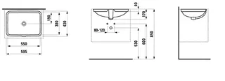 Laufen Einbau-Waschtisch von unten PRO S 430x595x170 ohne Hahnloch mit Überlauf LCC weiß – Bild 2